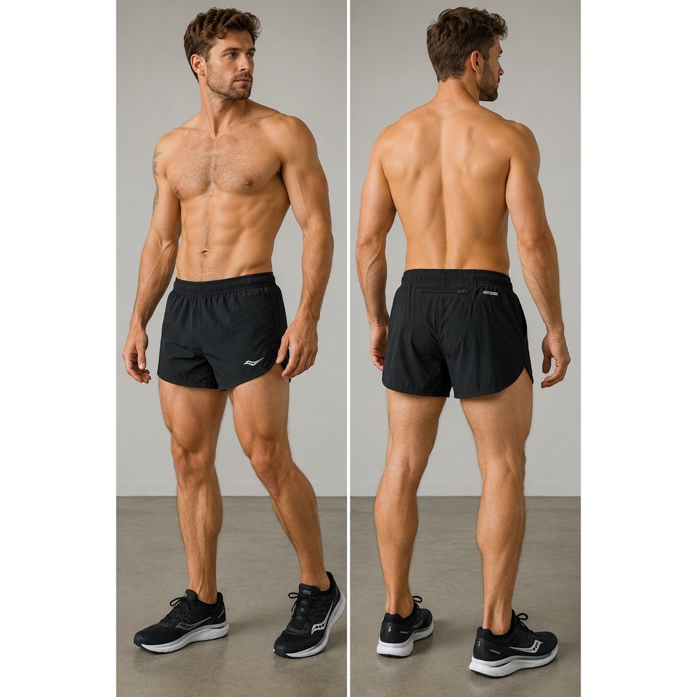 Saucony Mens Inferno Split Short Black 3 Inch Inseam 80955-BKBK Small NWT